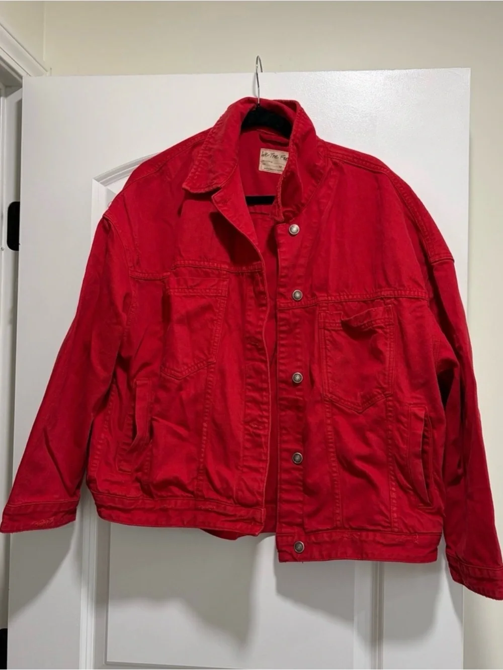 We the free red opal denim swing jacket